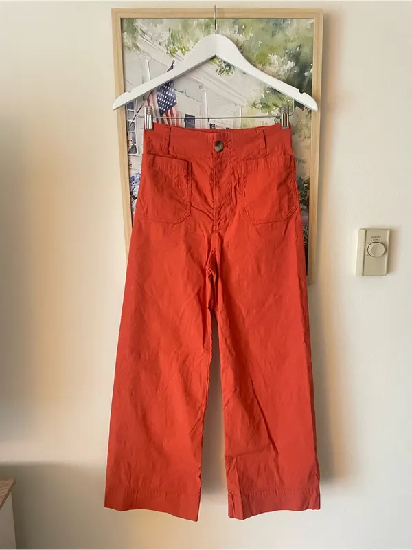 Anthropologie Maeve The Colette Wide Leg Pants Orange Magic Fabric Crop Size 26 - Image 3