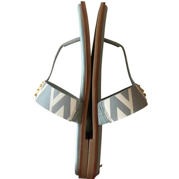 Tory Burch Mini Everly Geometric‎ Blue Grey Sandals Double T 7 - Image 8