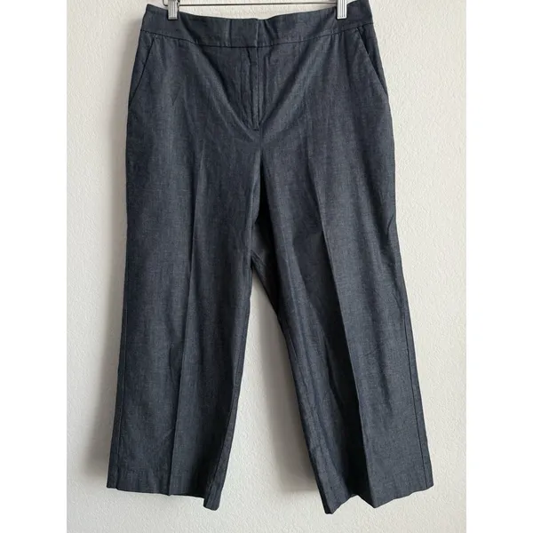 Ann Taylor Chambray Wide Leg Crop Pants Women's Size 10 Business Casual Travel‎ - Image 3