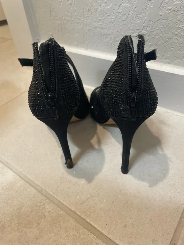 Gianni Bini Sparkly Black Rhinestone Heels - Image 2