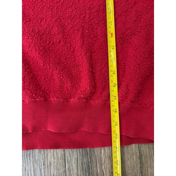 Free People Nubby Knit Sweater Medium Red V Neck Balloon Sleeve Cozy - Image 3