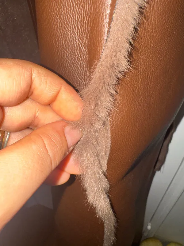 Women leather fur coat size XL brown - Image 10