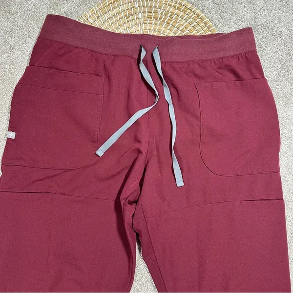Figs Women’s Nepal Skinny Scrub Pants Pull On Limited Edition in Burgundy XL - Image 4