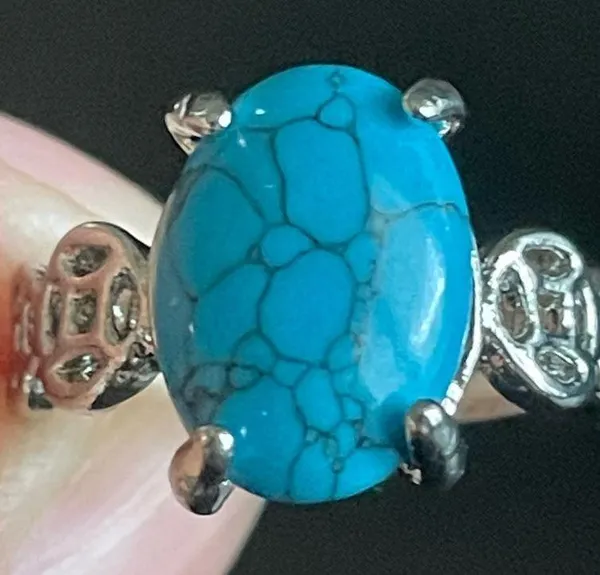 Women turquoise stone S925 silver ring size 7.5 - Image 4