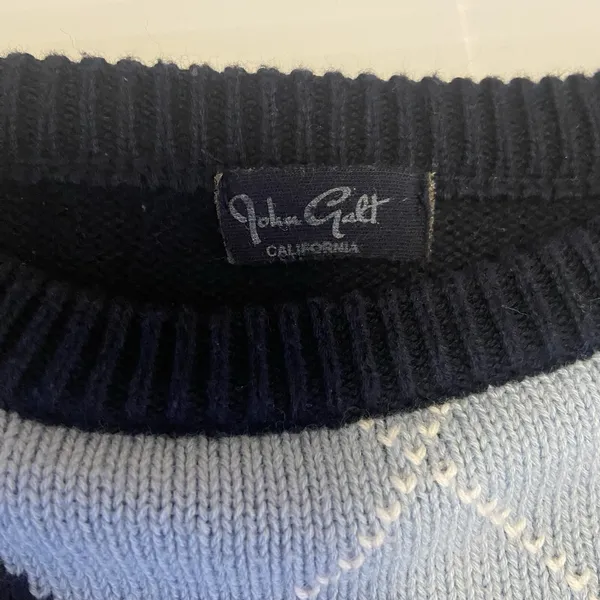 Brandy Melville Blue White Argyle Bernadette‎ Sweater Preppy Y2K Academia 90s - Image 6