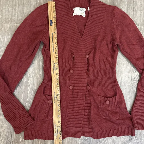 Sparrow Anthropologie Brick Red Cardigan - Size M Shawl Collar Cashmere Blend - Image 5