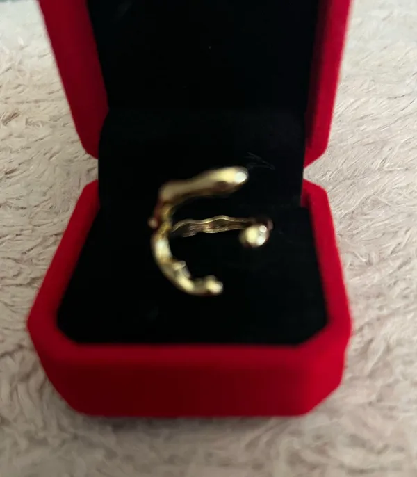 Gorgeous Golden Embellished Adjustable Statement Ring Size 7 - Image 2