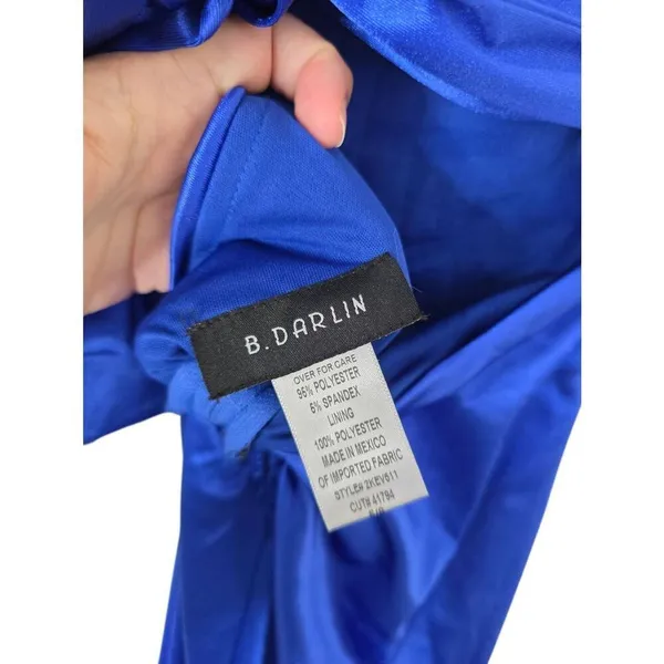 B Darlin Open Back Satin Royal Blue Size 5 Side Slit Maxi Dress NEW‎ - Image 6