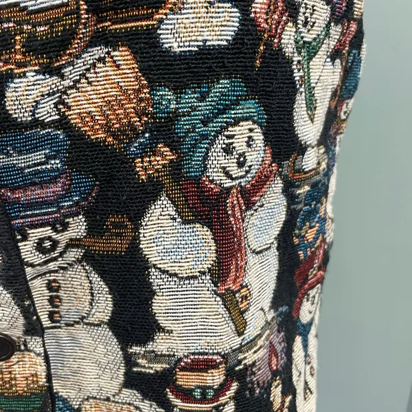 Vintage Snowman Tapestry Vest Size Small Idea Nuova Holidays Winter 80s 90s - Image 2