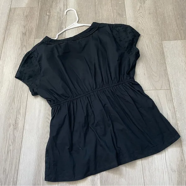 a.n.a Y2K Peasant Top cotton v neck babydoll womens Black (large) vintage casual retro - Image 4