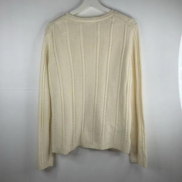 Ann Taylor Loft Size XL Sweater Wool‎ Blend Cable Knit Long Sleeve Cream Women’s - Image 6