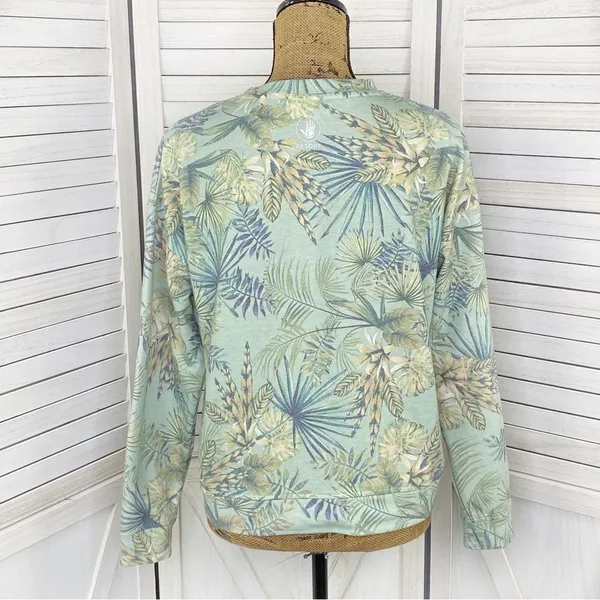 Body Glove Let's Get Salty Tropical Print Shirt Green Small‎ Crop Sweatshirt - Image 4