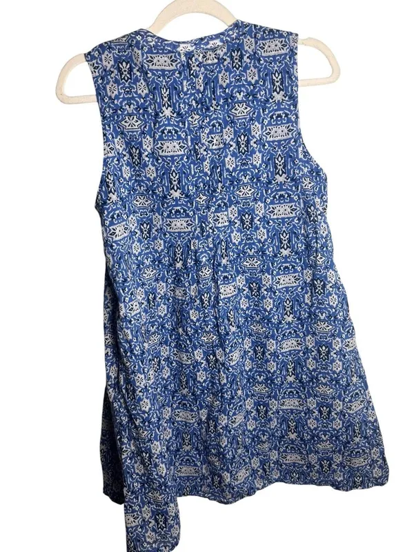 Roller Rabbit Blue Batik Sleeveless Pintuck Shift Dress S - Image 3