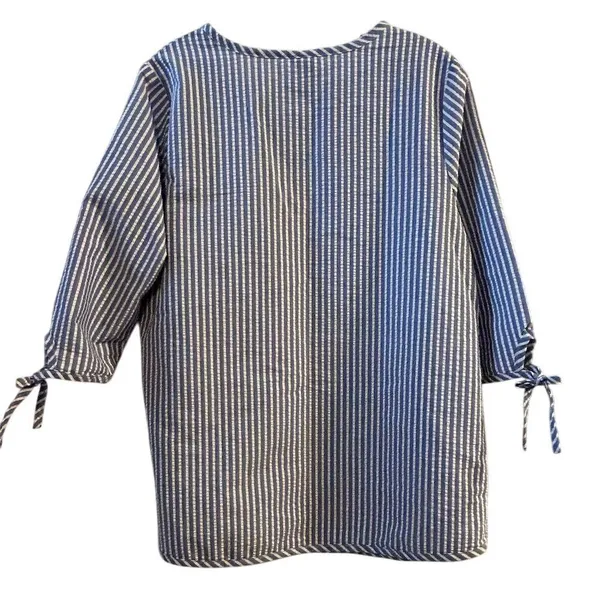Blair Women's Striped‎ Tunic Top Blue/White V-Neck 3/4 Sleeve M - Image 9