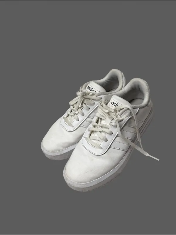 adidas White Low-Top Lace-Up Sneakers - Image 3