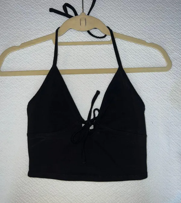 Black Halter Crop Top - Image 2
