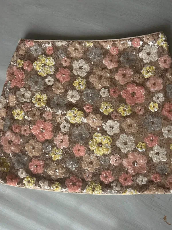 Sequin Floral Gold and Pastel Hippie Mini Skirt Size XS Date Night Going Out \ - Image 10