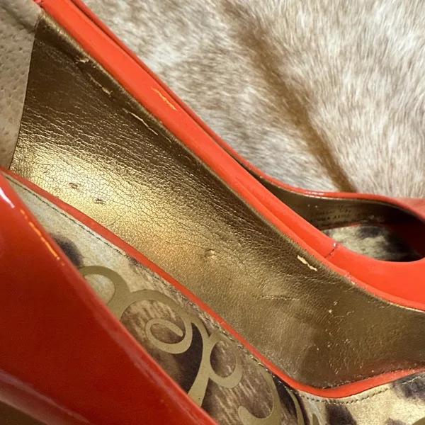 Sam Edelman Leather Platform Peep Toe Pumps Size 7.5 B41‎ - Image 6