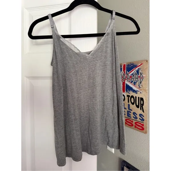 Gilligan & O'Malley Modal Pajama Set Gray Lace Trim Cami Shorts XS Target - Image 3