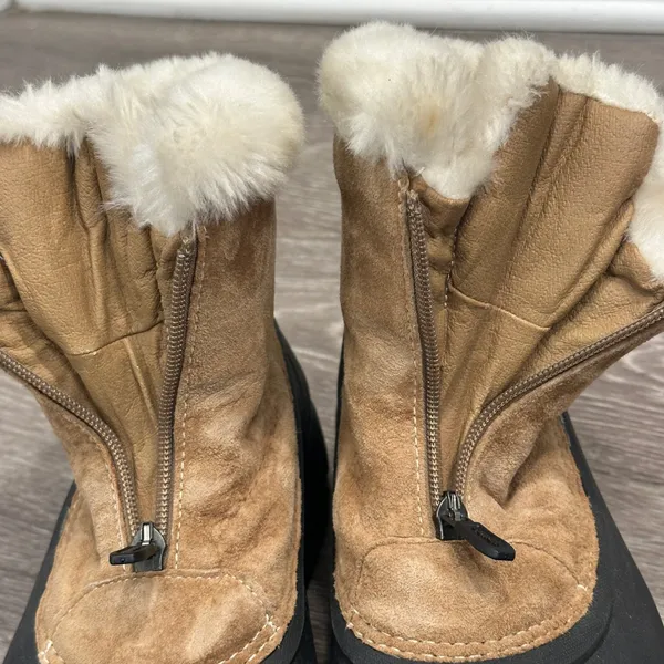 Sorel Snow Angel Zip Front Waterproof‎ Winter Boots Rootbeer Brown Suede Zip 9 - Image 4