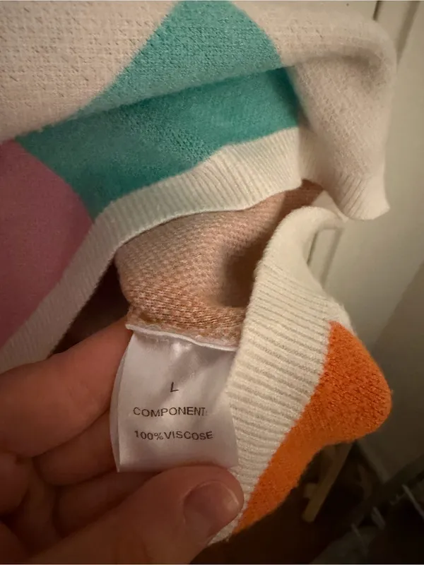 Amazon Colorblock Checkerboard Knit Vest - White, Orange, Pink, Aqua - Image 3