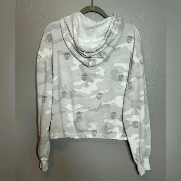 Vintage Havana Women's Burnout Hoodie Camo Skulls Halloween Elastic Size‎ Small - Image 5