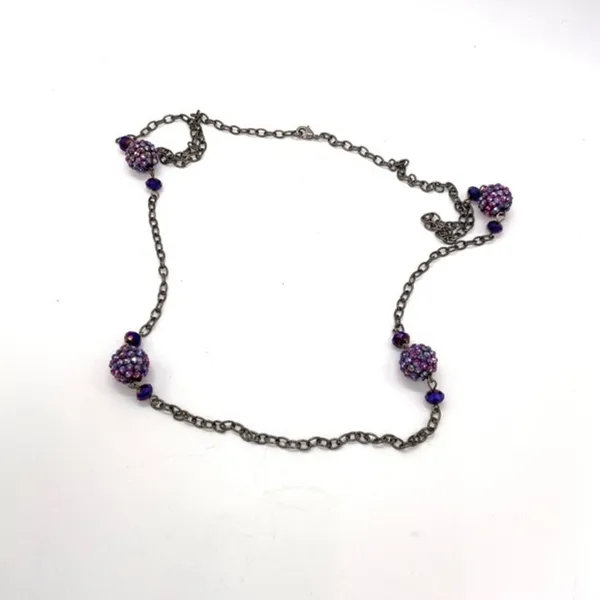 Black purple iridescent sparkly balls chain‎ link necklace Fairycore whimsy - Image 3