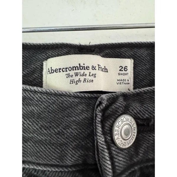Abercrombie & Fitch High Rise Wide Leg Women's Jeans Size 26 Short Washed Black - Image 6