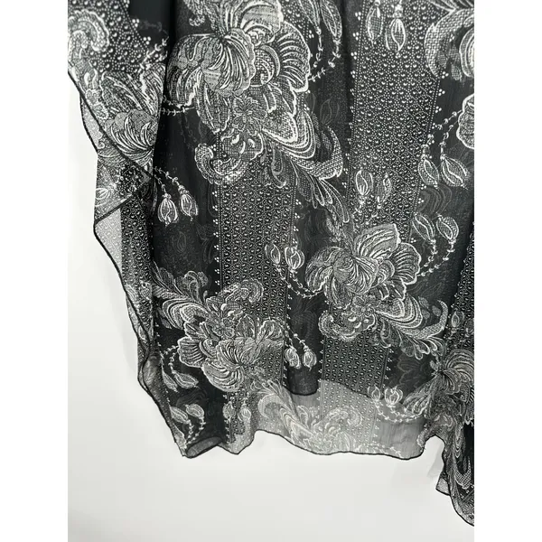 Soft Surroundings Black Cream Sheer Beaded‎ Poncho Swim Cover Up S/M 26733 - Image 3