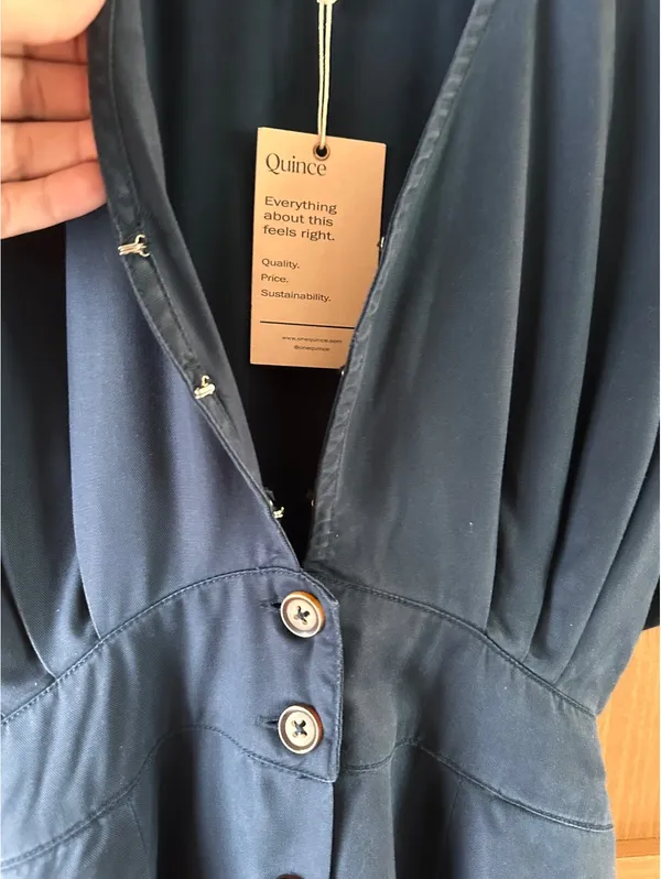 NWT Quince Vintage Wash Tencel Button Front Dress in Midnight Blue Women’s Small - Image 10