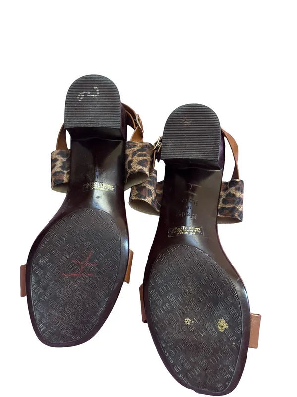 Source Unknown Brown Sandals with Leopard-Print Strap - Image 2