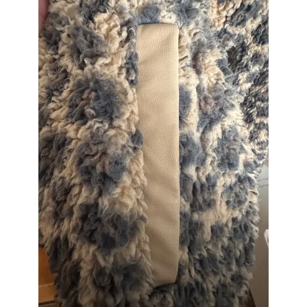 Abercrombie & Fitch Leopard Sherpa Fleece Quarter Zip Pullover Jacket Tan Grey L - Image 5