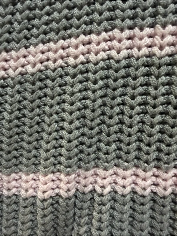 Cozy Striped knit sweater Caslon pink grey large cotton blend soft girl FLAWS - Image 6