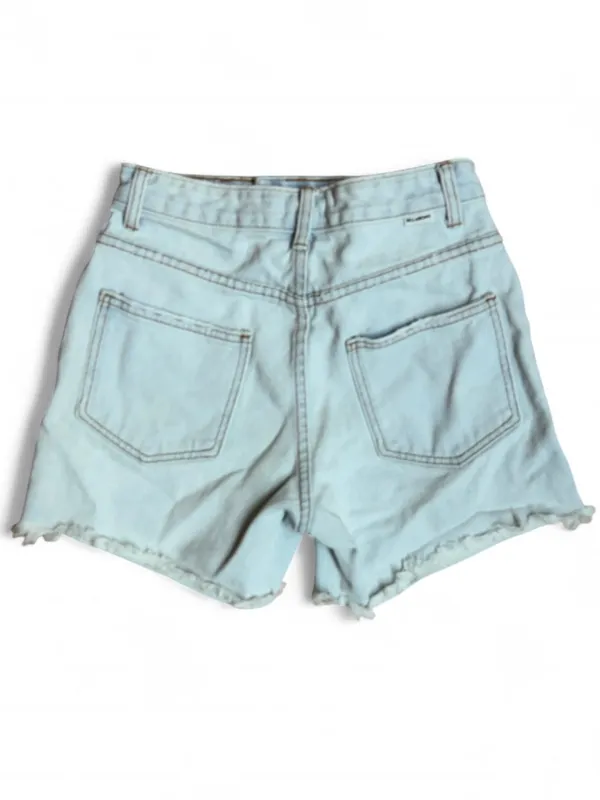 Billabong High-Rise Distressed Denim Shorts Light Wash Frayed Hem Size 24 - Image 6