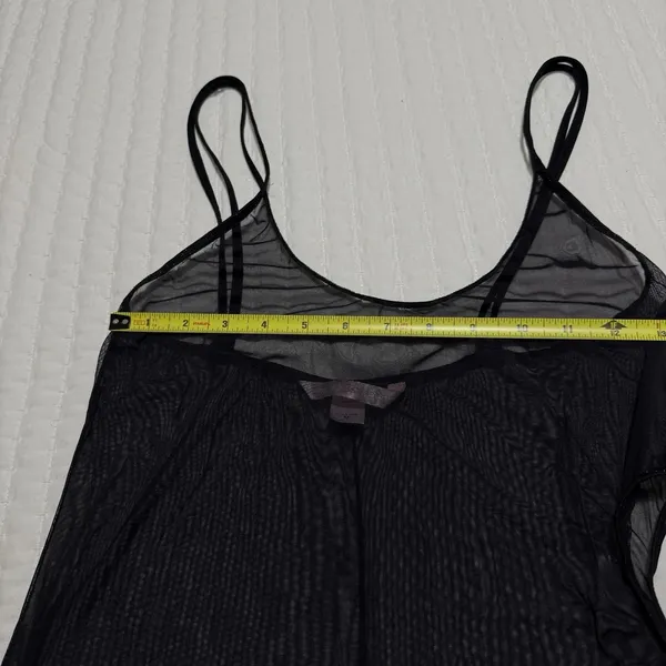 Victoria's Secret Bead Sequin Black Mesh Slip Side Cutout Sheer Lingerie Medium - Image 4