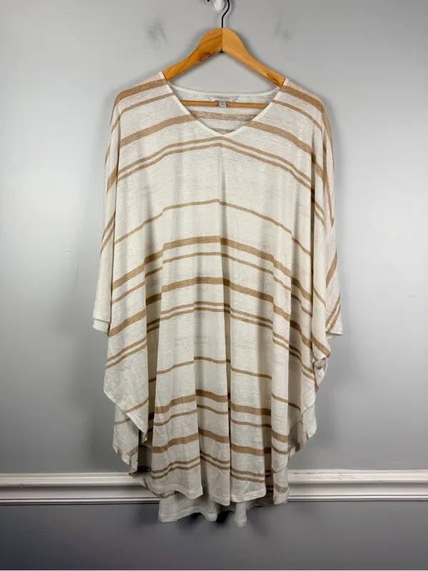 Garnet hill 100% Organic-Linen Cover-Up size large / extra large cream stripe - Image 3