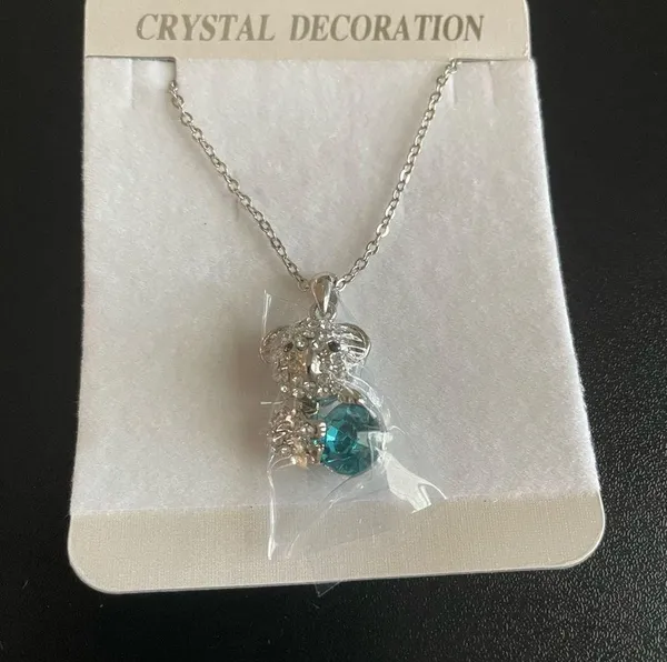 Sloth with blue crystal necklace - Image 3