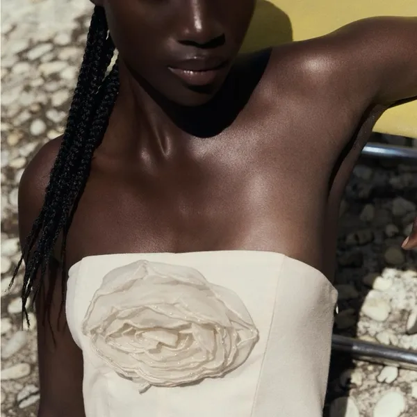 ZARA Elegant Cream Strapless Dress - Image 2
