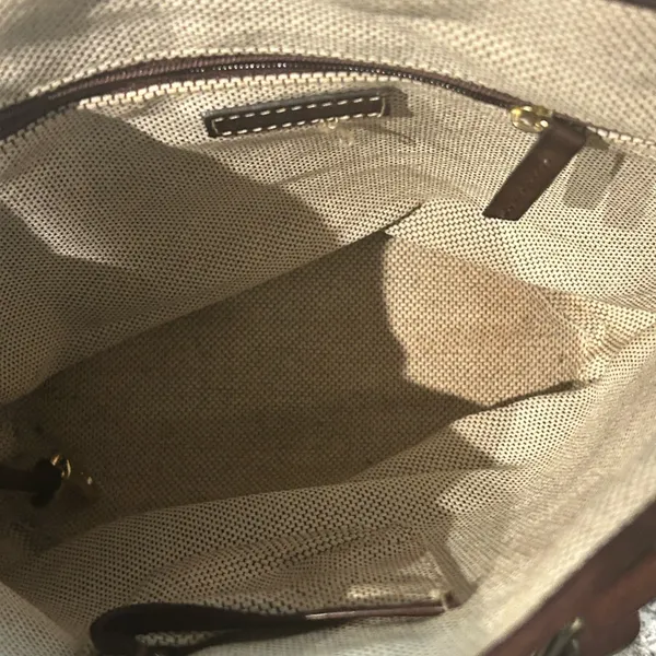 Dooney & Bourke Beige and Dark Brown Monogram Bucket Bag - Image 10