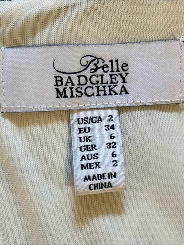 💥Belle Badgley Mischka Ikat Studded Halter Maxi Dress Black Ivory Sz 2💛 - Image 7