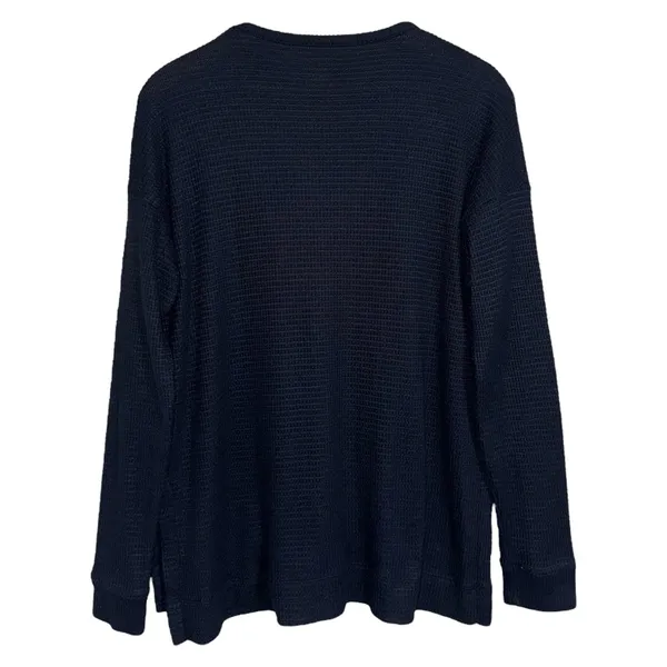 American‎ Eagle Outfitters Navy Blue Waffle Knit Long Sleeve Top Women's S - Image 2