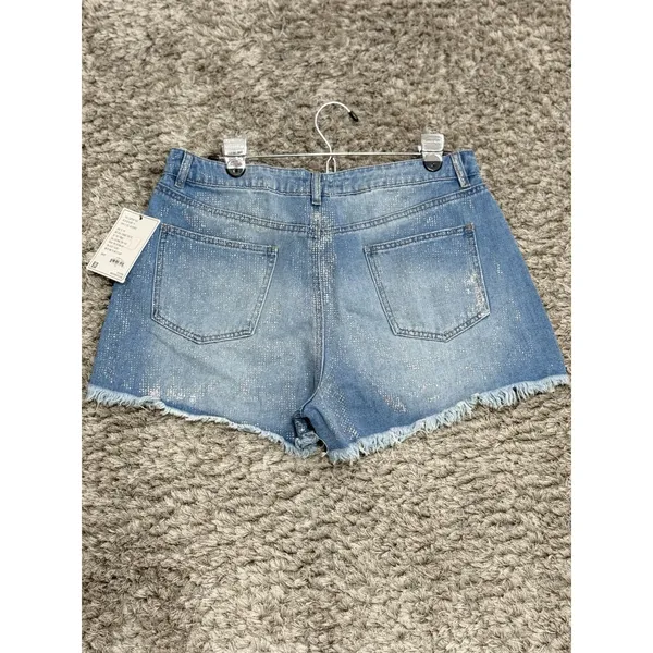 NWT BBJ Denim Shorts Womens 7/28 Glitter Distressed Ripped Cut Off High Rise - Image 4