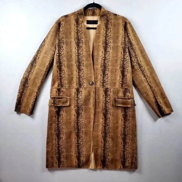 BLANKNYC Snake Print Soft Faux Suede Long Coat Size‎ Medium - Image 8