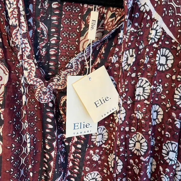 Elie Tahari Floral Print Cotton Puff Sleeve Blouse, XL - NWT - Image 4