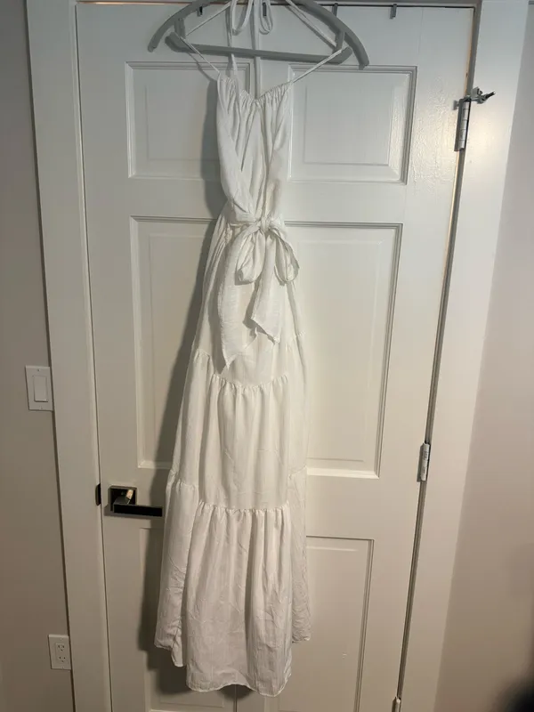 Amazon White Maxi Halter Dress - Image 5