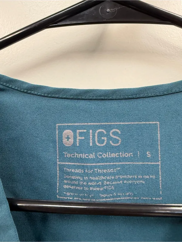 Figs Catarina V-Neck Pocket‎ Scrub Top Teal Blue Marine Small - Image 2