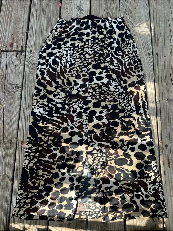 Vtg 90s Chico’s Bengal Animal Print stretchy Maxi Skirt, Size Chico’s 0 (S) - Image 6