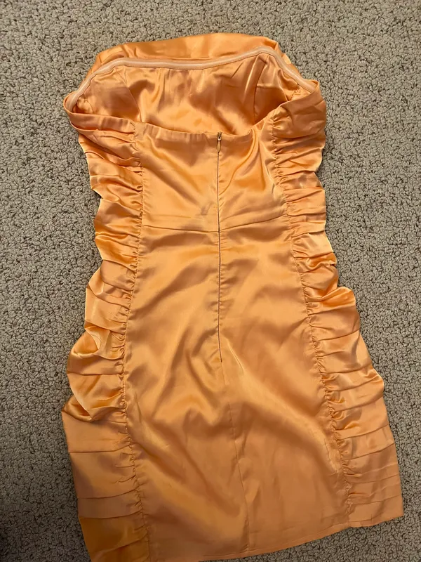 Satin Mini printed Dress Orange Size M - Image 4