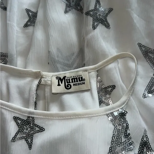 Show Me Your MuMu White and Silver Star Mini Dress - Image 5