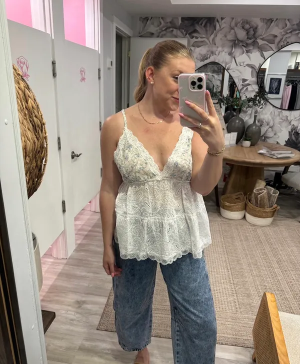 Eyelet floral babydoll top - Image 3